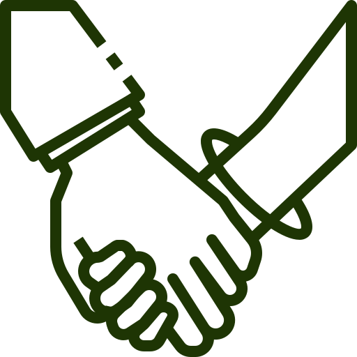 Outline of a handshake between two hands.